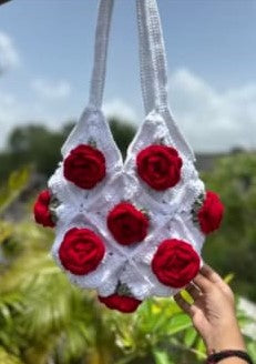 White 3D Rose Tote