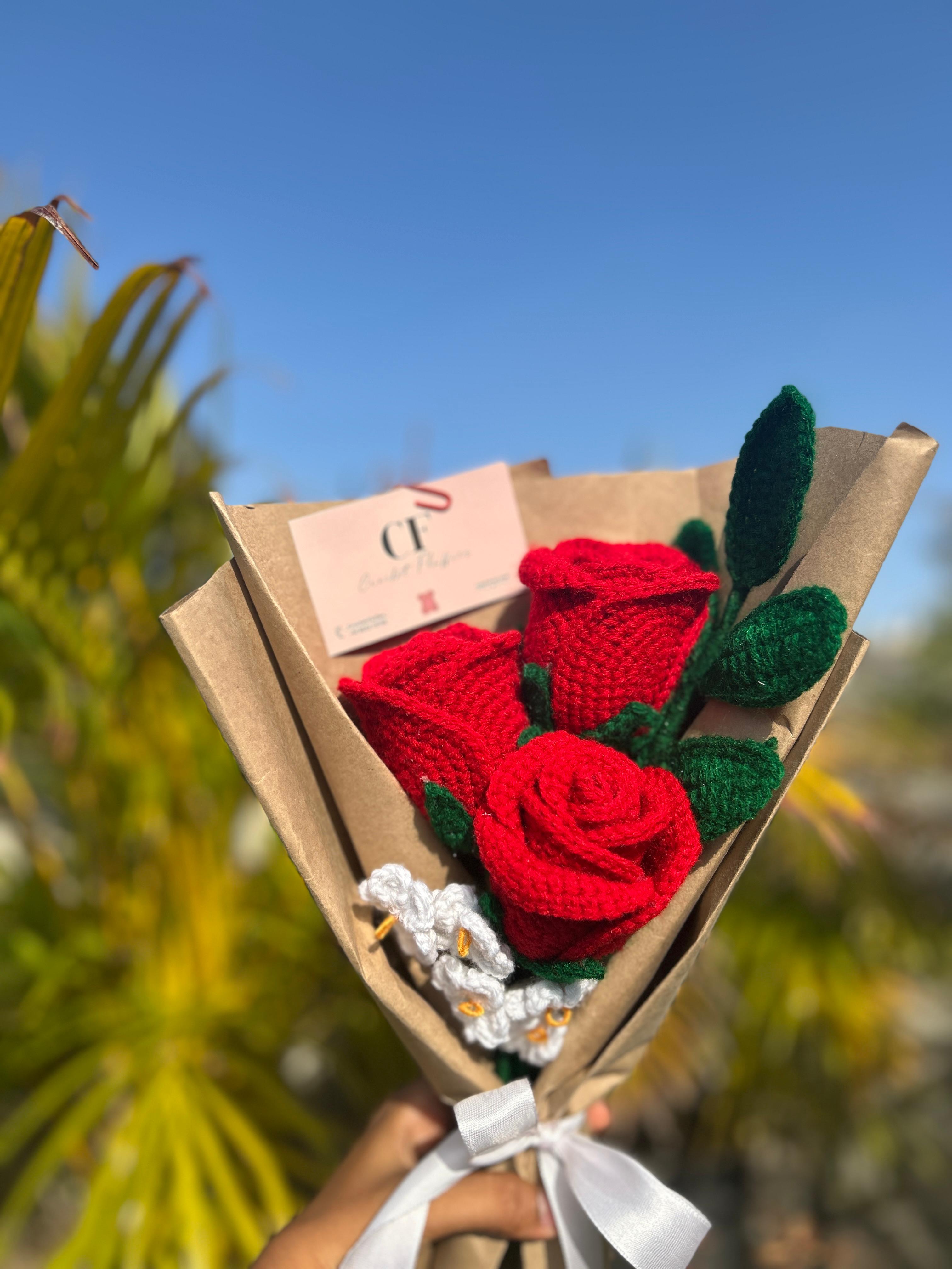 Three Rose Kraft Bouquet
