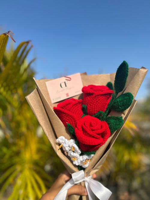 Three Rose Kraft Bouquet